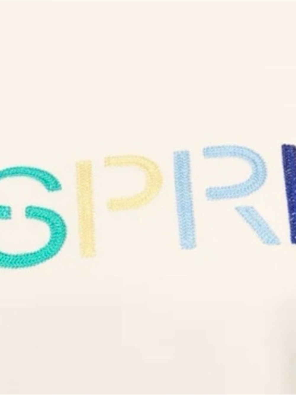 Viral Tik Tok Esprit Cream Logo Tee with Multicolor Embroidery- Size XXL - Picture 9 of 9